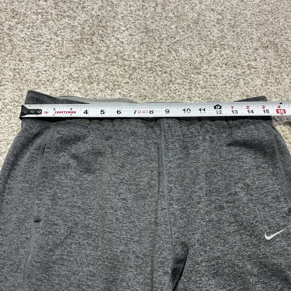 Nike Therma-FIT Pants Mens Medium Gray Fleece‎ Track Zip Hem Pockets Athletic